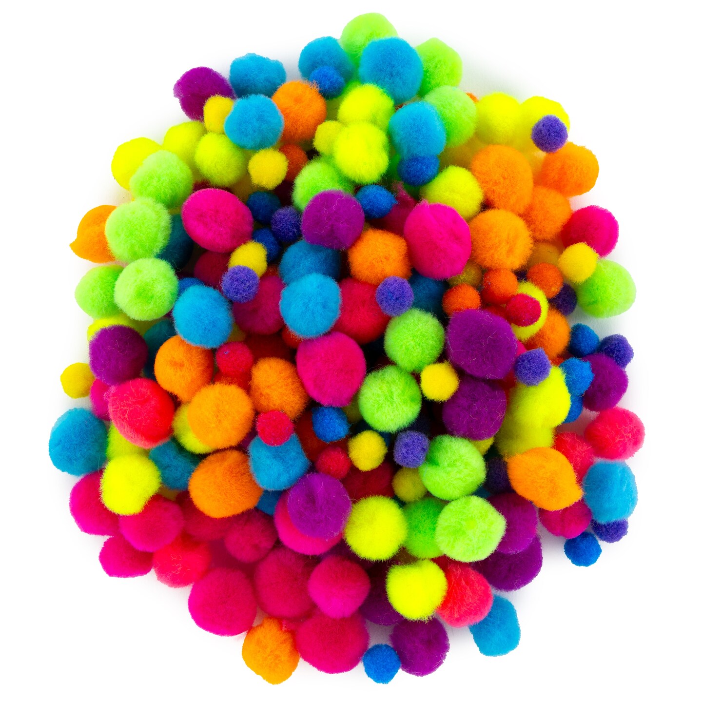 CousinDIY Pom Poms for Crafts, 300 Pieces - Assorted Size Multicolor Craft Pom Pom Balls for DIY Designs and Creative Projects - Neon