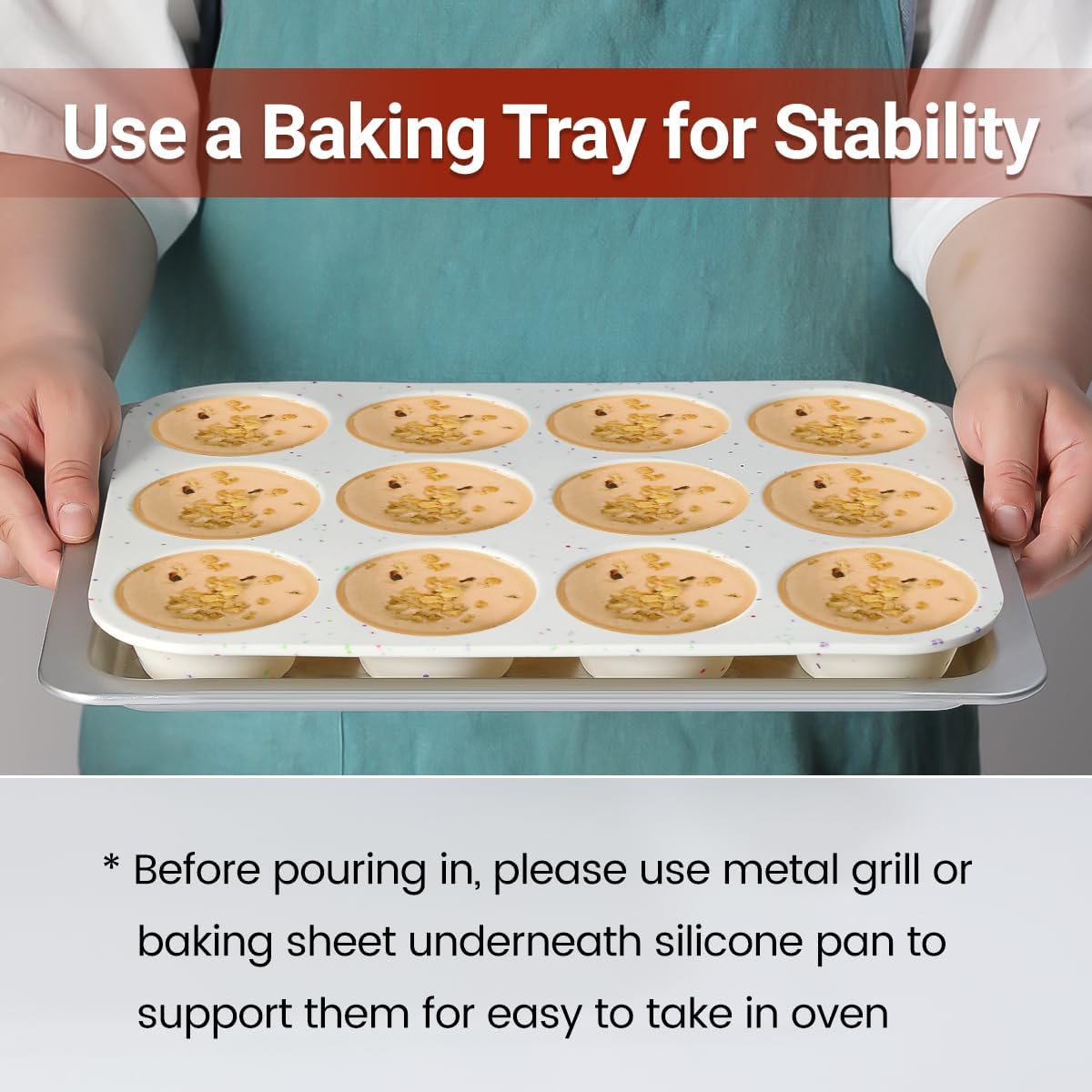 Silicone Muffin Pan, Cupcake Pan 12 Cups Regular Size Muffin Tin Non Stick Muffin Pan for Baking Banana Muffin, Cupcake, Egg Muffin 2 Pack Confetti