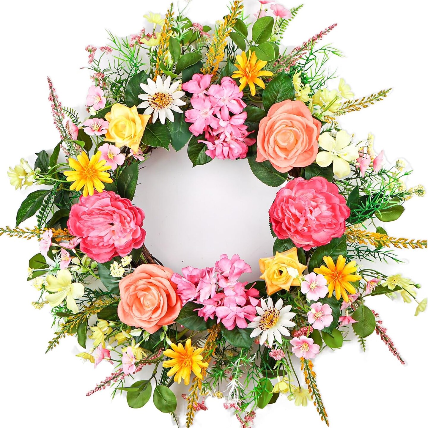 Spring Floral Peony Wreaths with Greenery Leaves