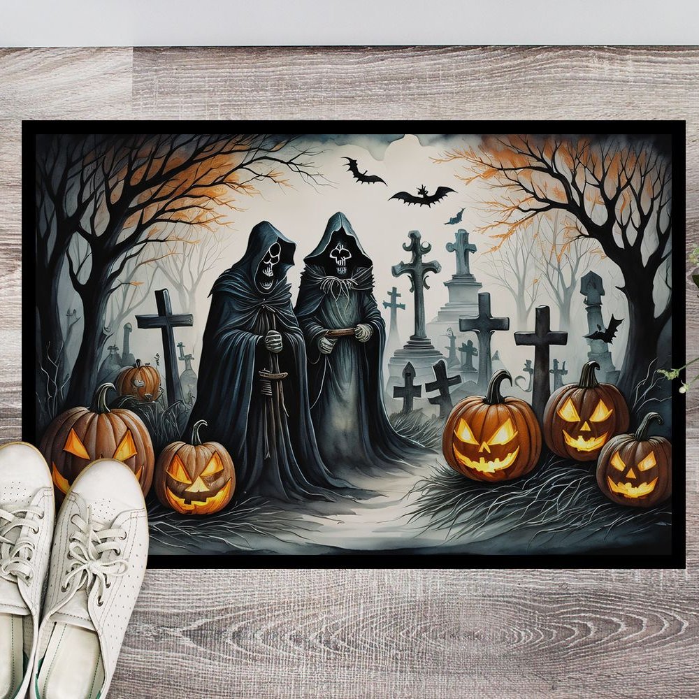 Edge Collections - 24" x 36" - Multicolor - Grim Reaper Spooky Halloween Doormat Indoor Outdoor Rug - 1 Piece