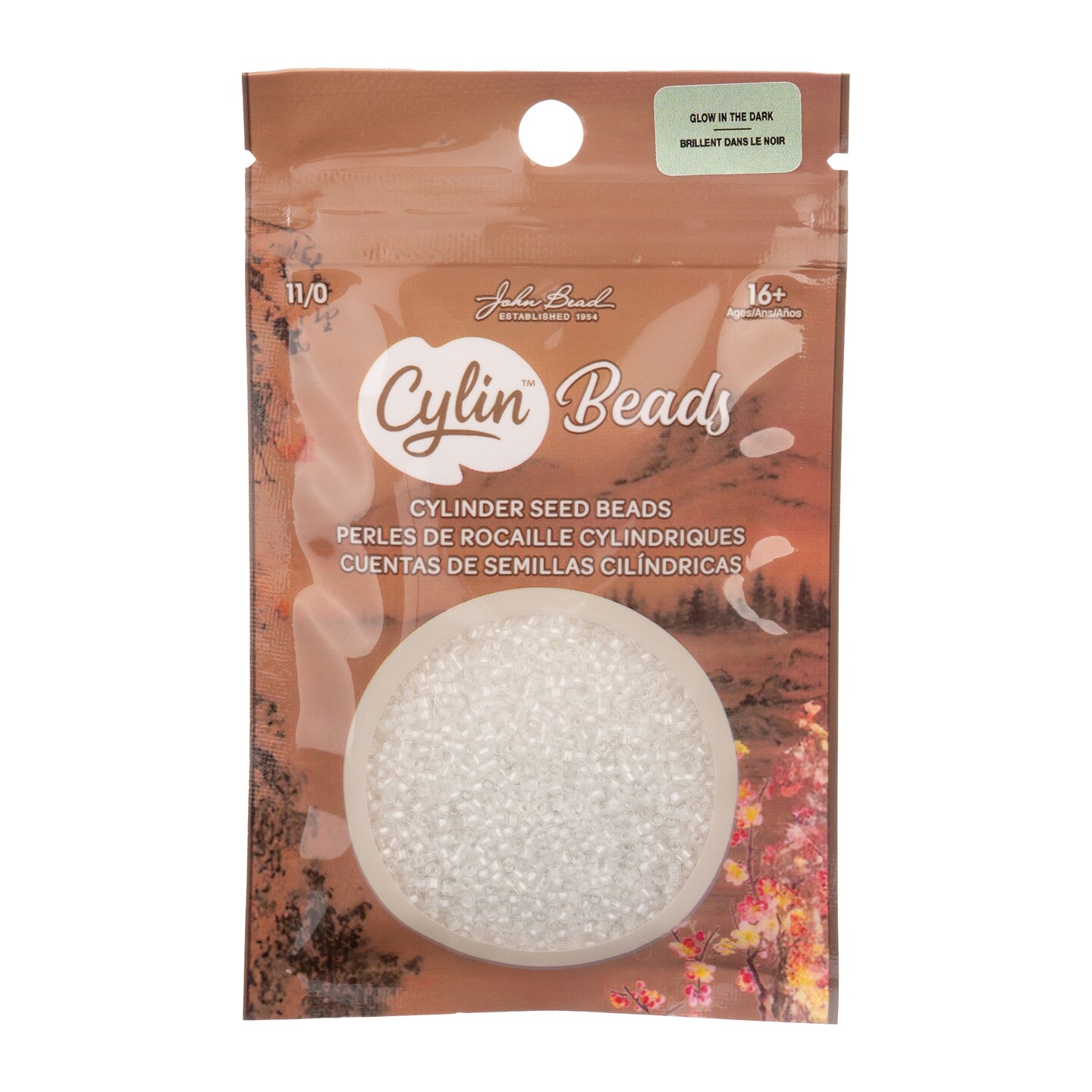 John Bead Glow in Dark Cylin Beads 11/0 Glass Cylindrical Seed Beads, 25g