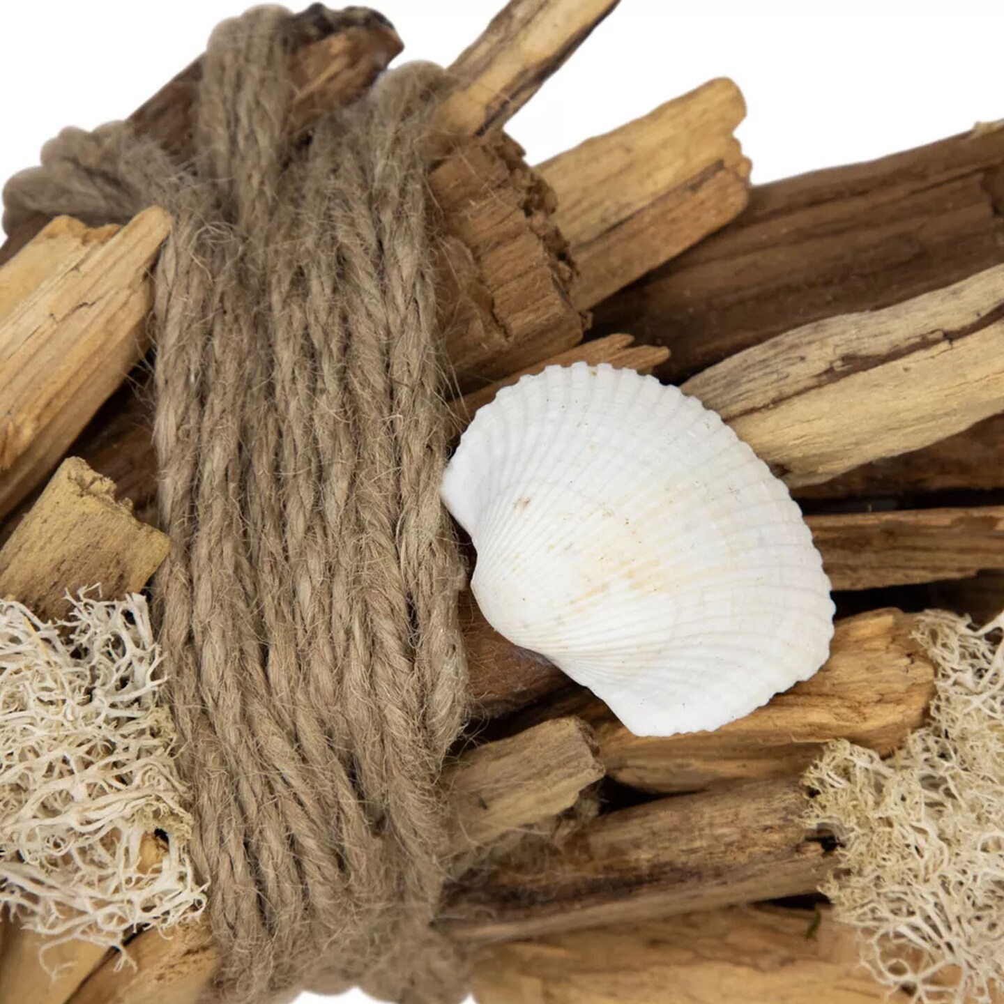 14&#x22; Driftwood and Seashell Wreath Coastal Nautical Wall Decor