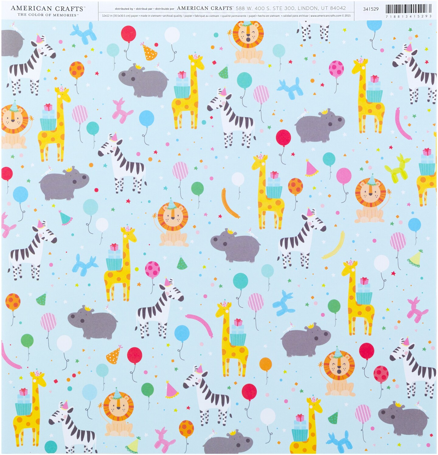 American Crafts Holiday/Event Single-Sided Cardstock 12"X12"-Party Animal