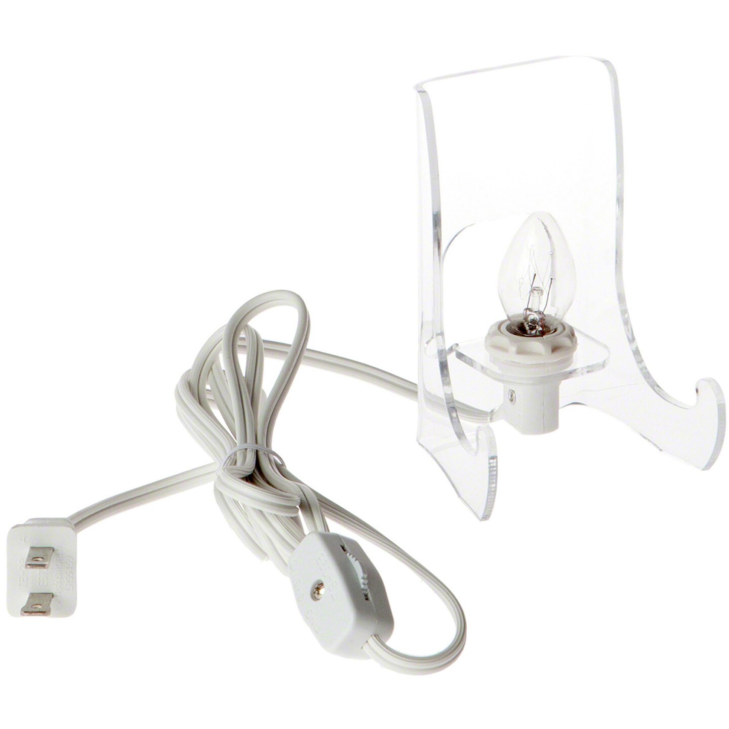 Plymor Clear Acrylic Lighted Flat Back Easel With Shallow Support Ledges, 4.5" H x 3.375" W x 2.75" D