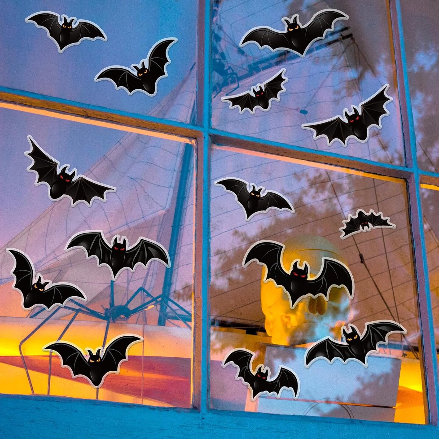 14Pcs Halloween Thick Gel Clings Spooky Black Bat Window Gel Decals