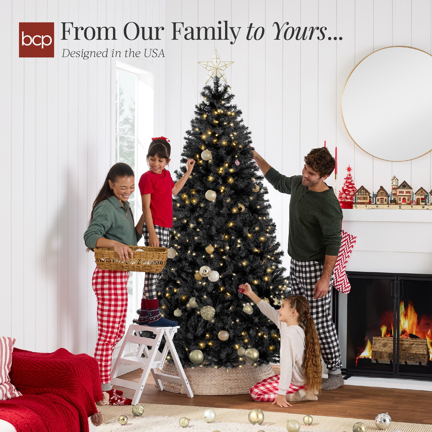 Best Choice Products Pre-Lit Black Christmas Tree, Artificial Holiday Decoration w/ Branch Tips, Incandescent Lights