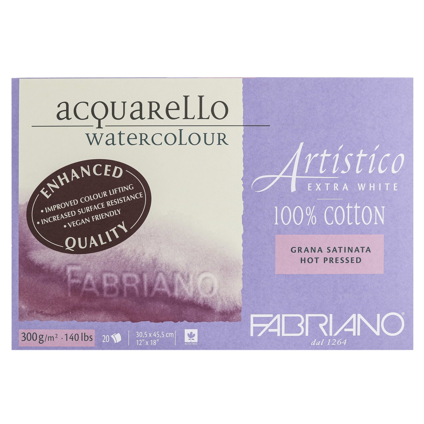 Fabriano Artistico Extra White Watercolor Block, 140 lb./300 gsm
