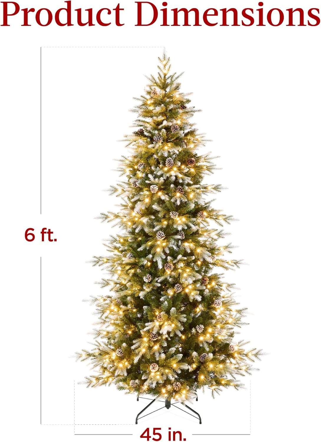 Aspen Slim Christmas Tree Noble Fir with 1,350 Branch Tips, 2-in-1 Multicolor LED Lights &#x26; Cordless Connection