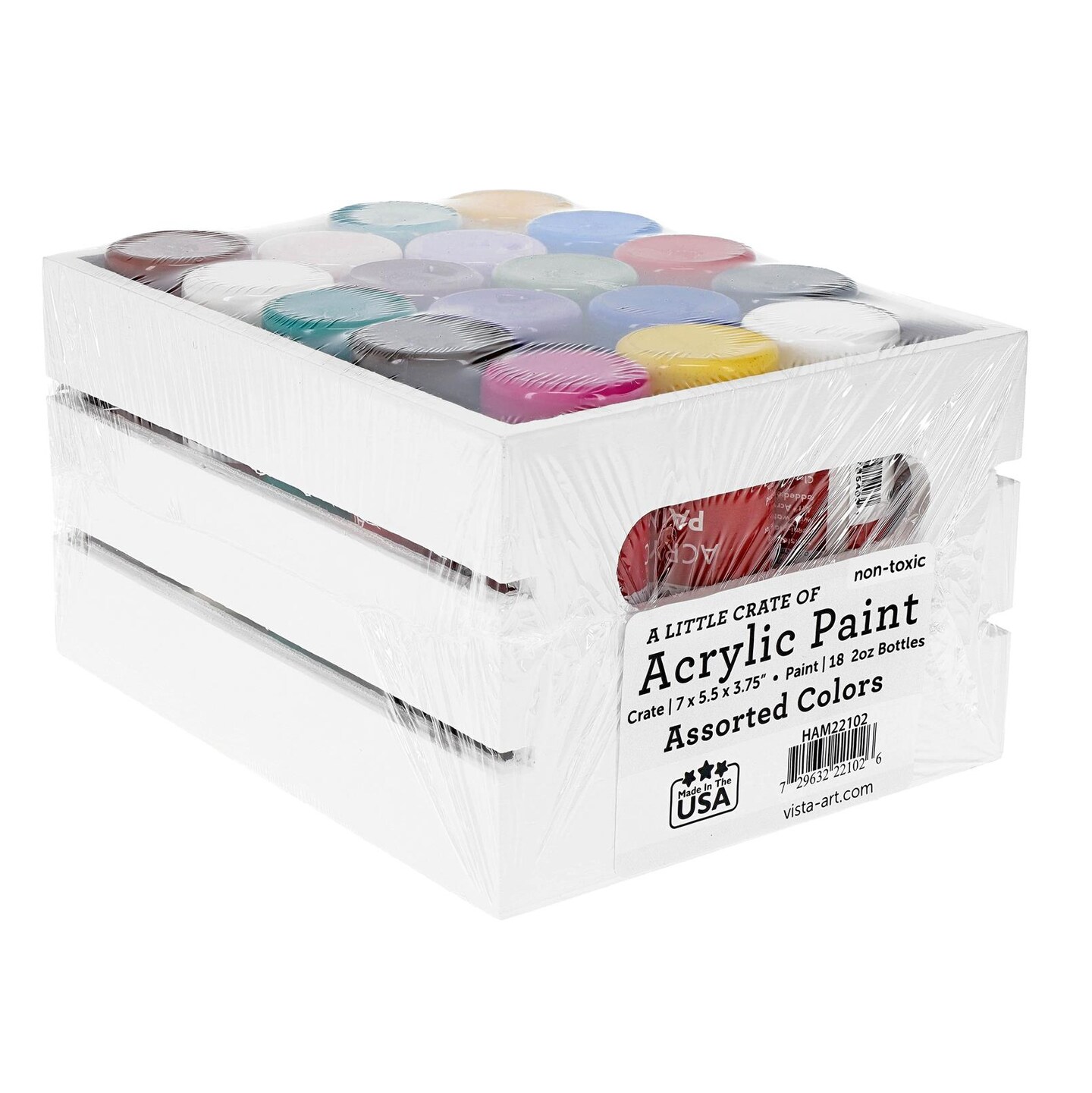 Hampton Little Crate Of 2oz Acrylic Paint Set 28 pc, Painting Supplies for Adults, Crafts, Wood, Canvas, and Models – Acrylic Paint Kit for Beginners & Artists