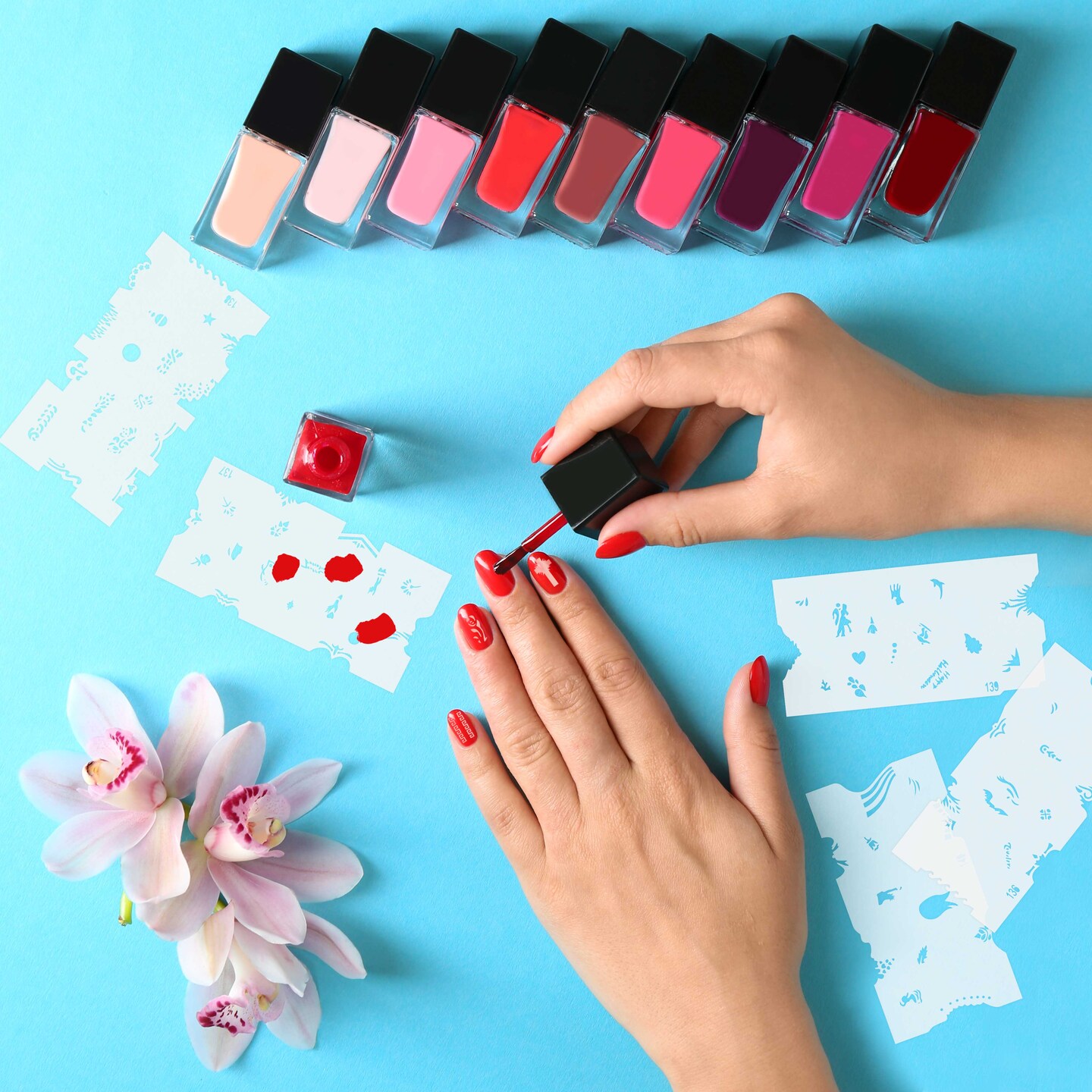 Airbrush Nail Stencils - Design Series Set # 7 Includes 20 Individual Nail Templates with 16 Designs each for a total of 320 Designs of Series #7