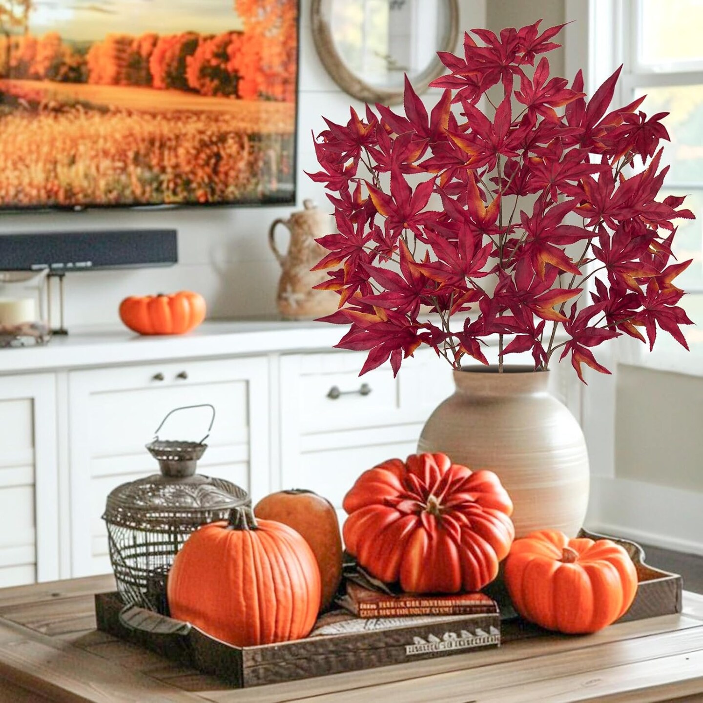 Artificial Fall Maple Leaves Branch