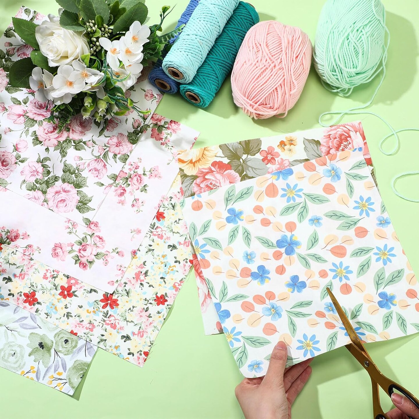 30 Pcs 10&#x22; Quilting Cotton Fabric Squares Floral Precut Fabric