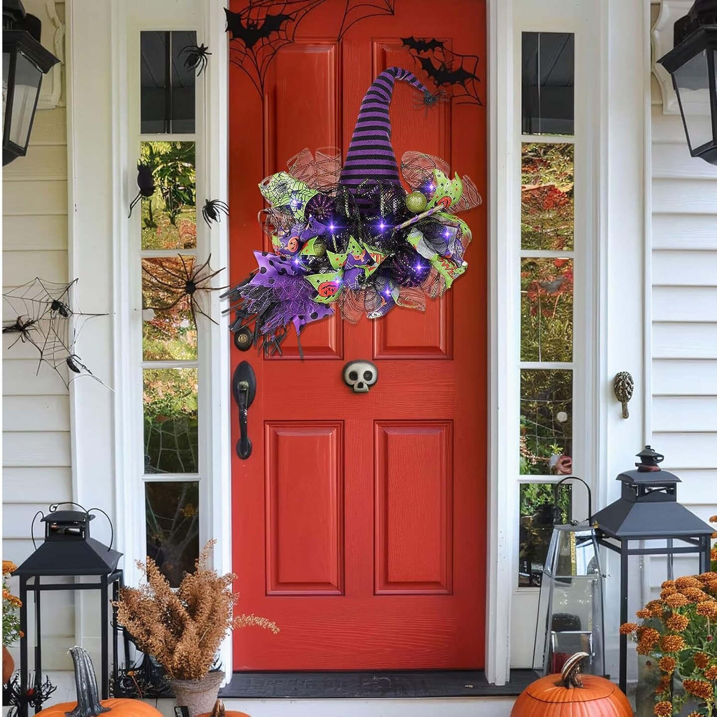 Spooky Halloween Wreath with Lights
