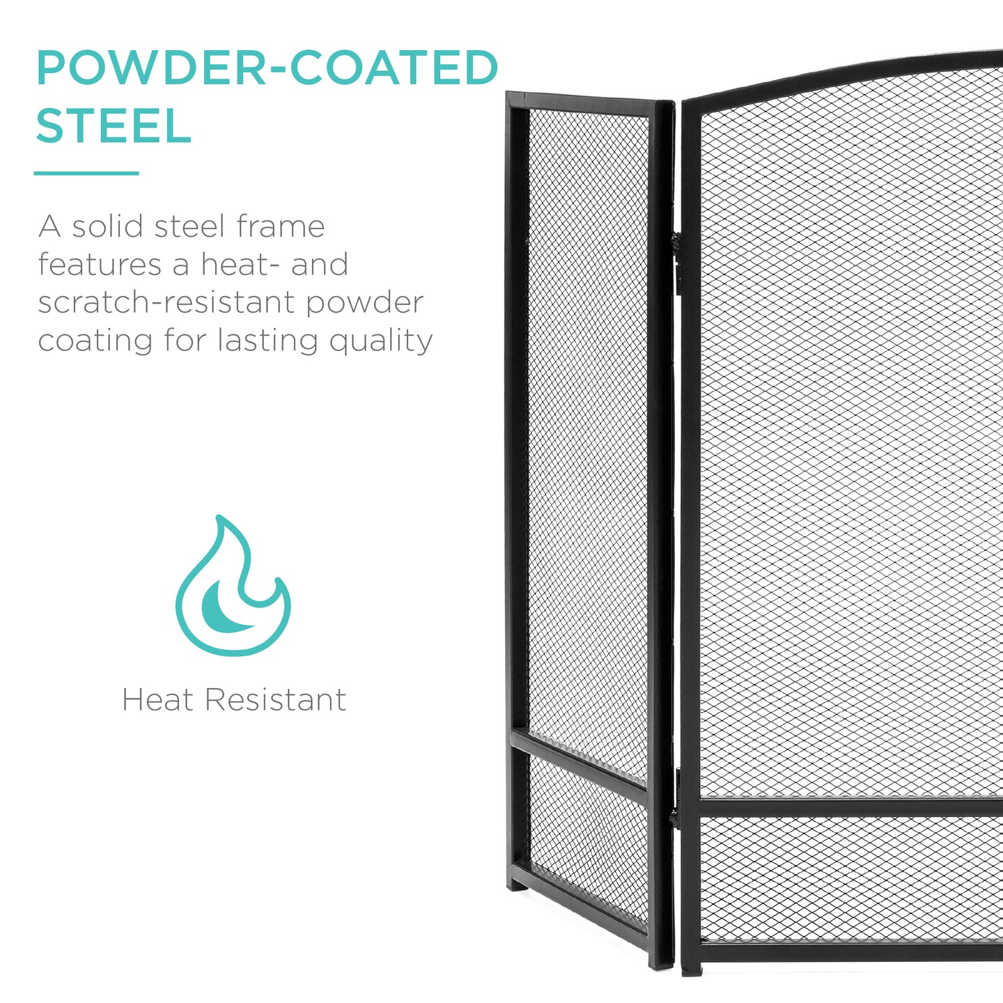 Best Choice Products 47.5x27.25in 3-Panel Steel Mesh Fireplace Screen, Spark Guard w/ Rustic Worn Finish