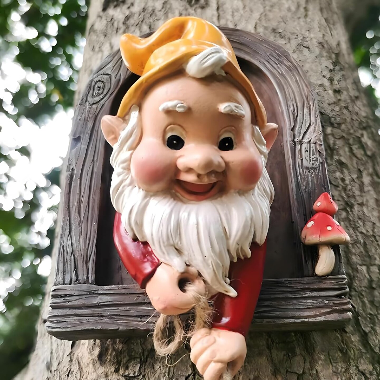 Climbing Gnomes Tree Faces Decor, Adorable Gnome Tree Hugger Fairy Garden Statue