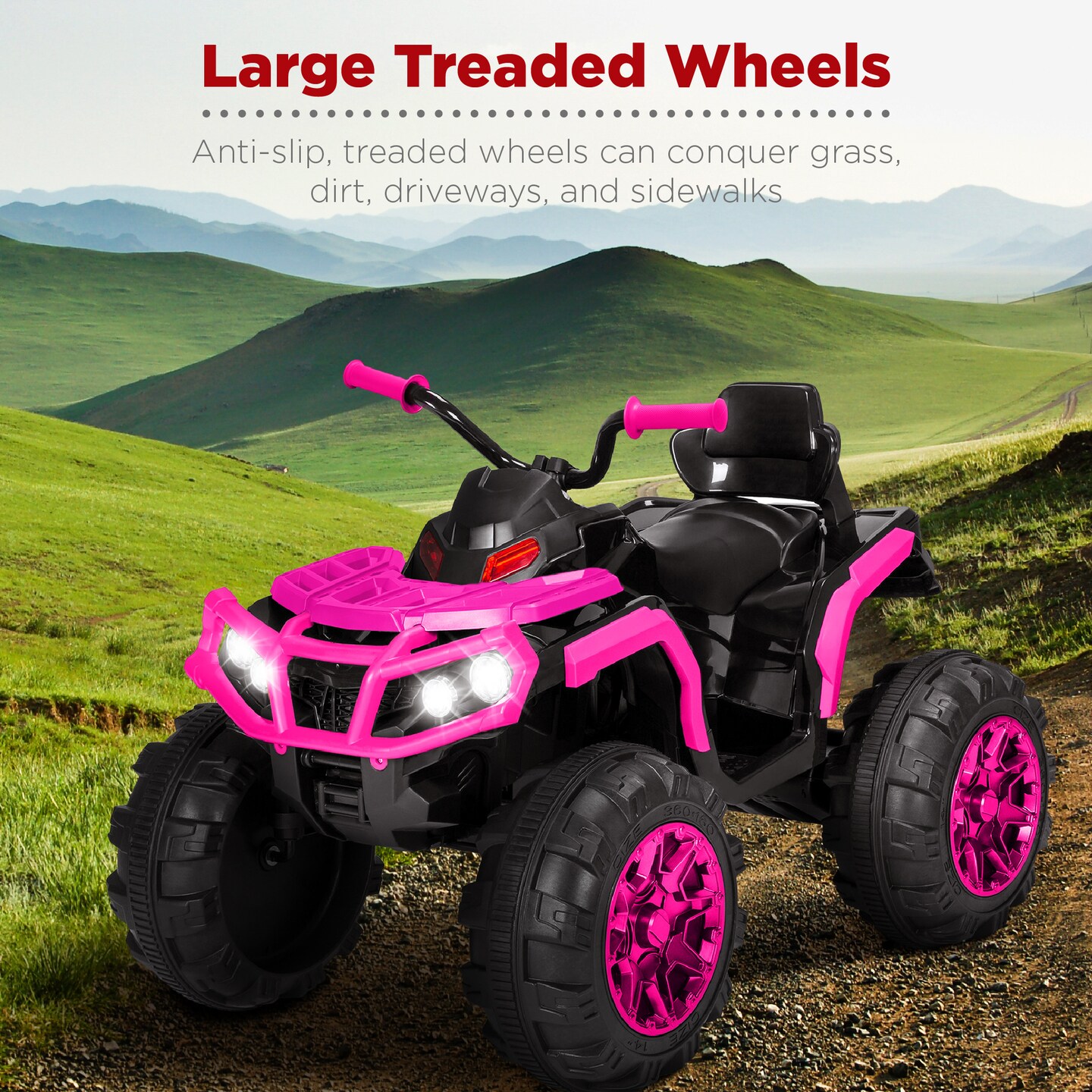 Best Choice Products 12V Kids Ride-On ATV Quad w/ Bluetooth, 3.7mph Max, Treaded Tires, LED Lights, Radio