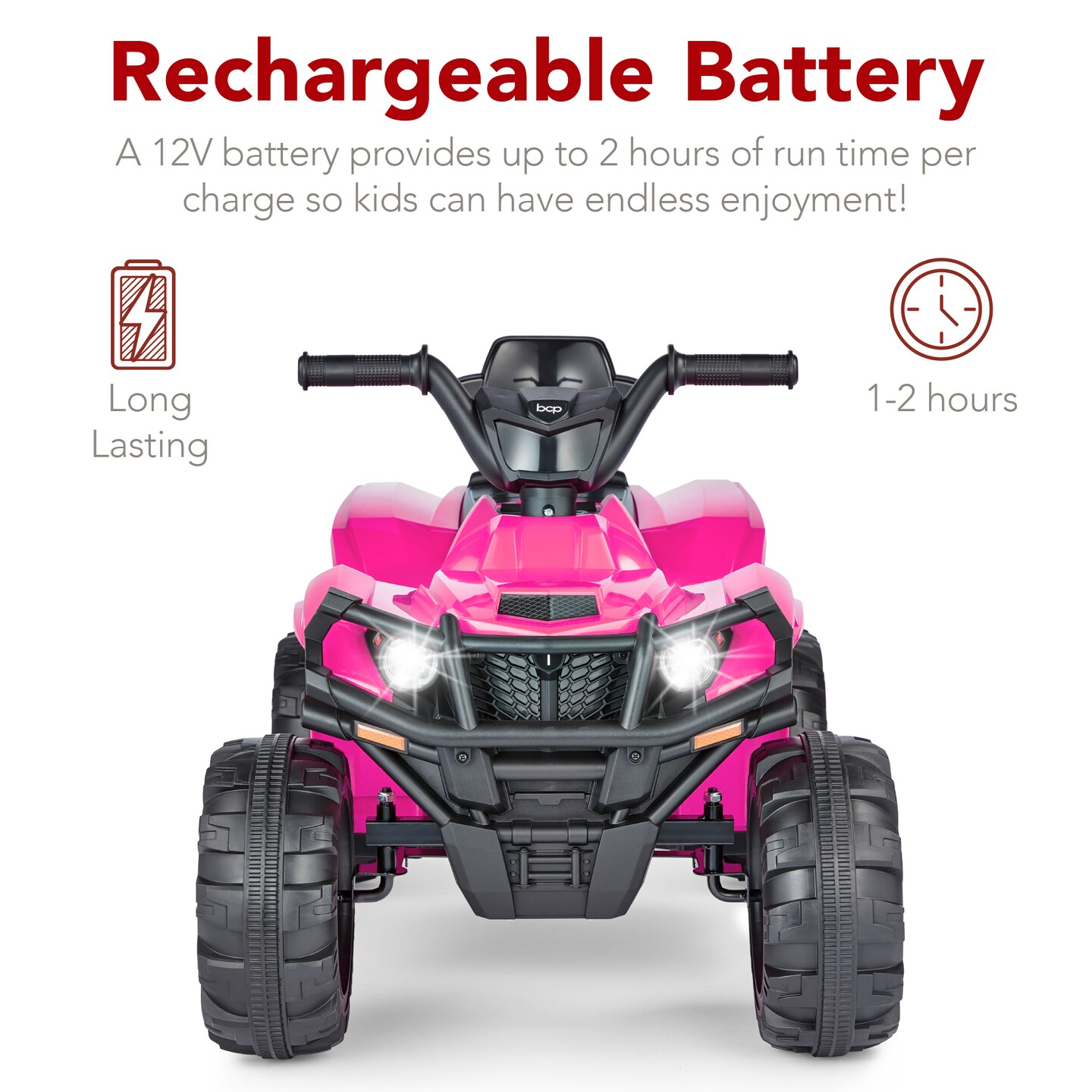 Best Choice Products 12V Kids Ride-On ATV Quad w/ Bluetooth, 2.4mph Max, Treaded Tires, LED Lights, Radio