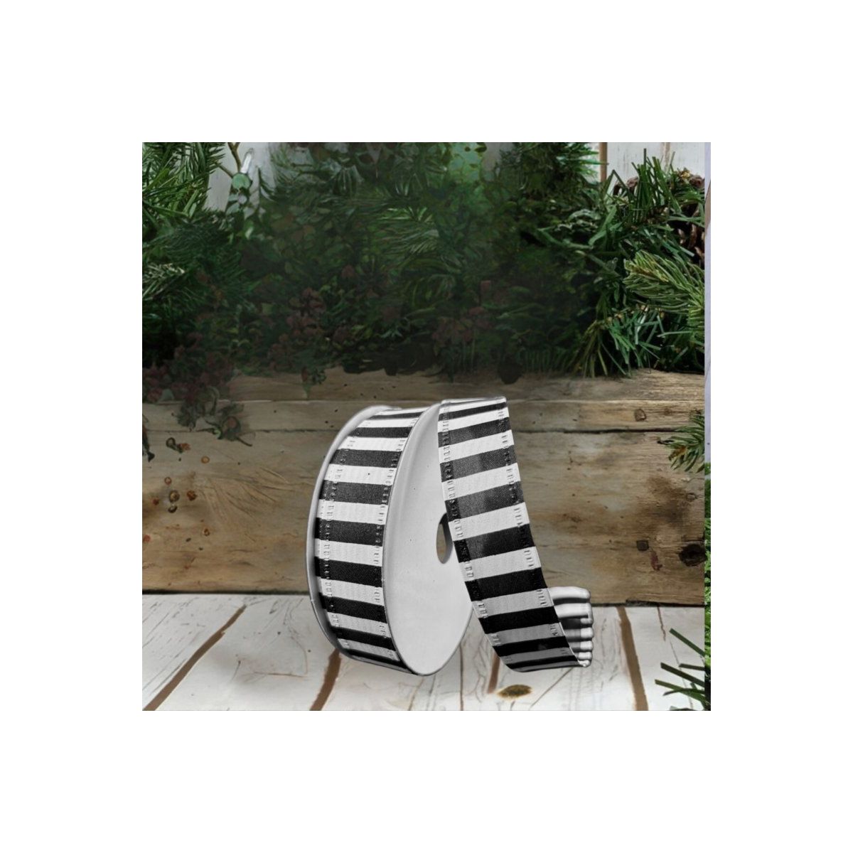 7/8&#x22; Striped Ribbon: Black &#x26; White (10 Yards)