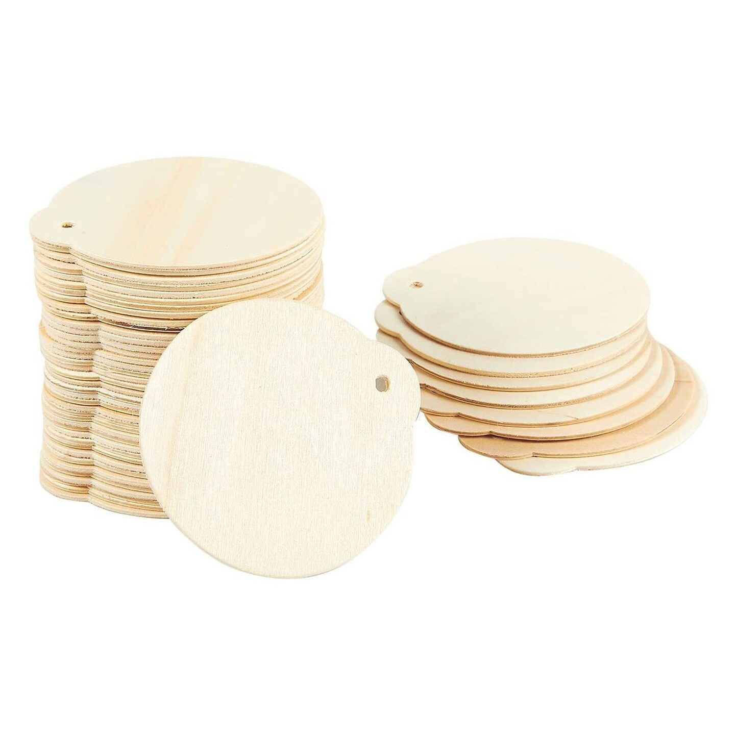 Juvale 48 Pack 3 Inch Wooden Circles for Holiday Crafts, DIY Wooden Circle Ornaments, Blank Wood Disks for Christmas Tree Decorations, 2.8 x 0.08 x 3 Inches