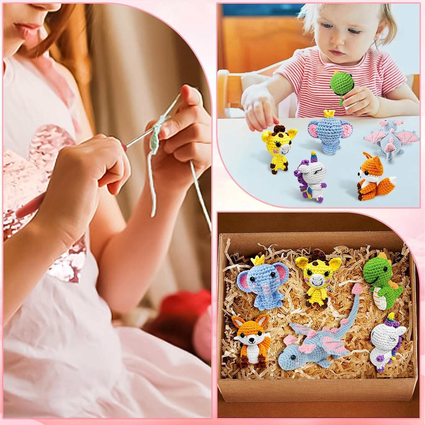 Nyoria Kit de crochet pour débutants adultes et enfants – Kit de crochet en forme d'animal licorne facile à 40 % fil – Kit de tricot avec tutoriels vidéo étape par