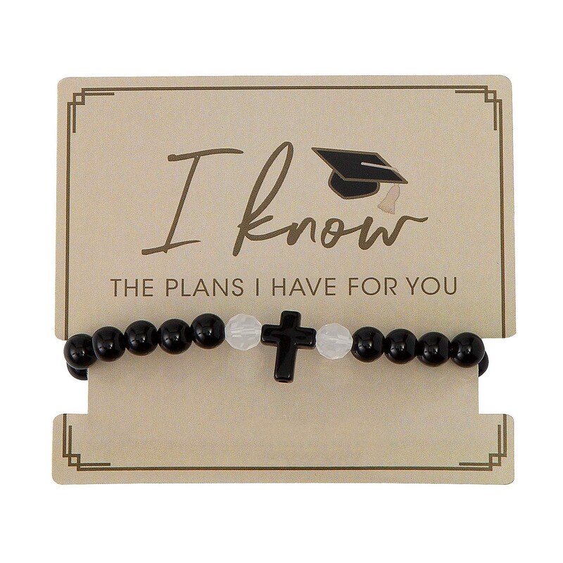 2 3/4&#x22; Religious Graduation Cross Bracelets on Handout Card 6 Pieces