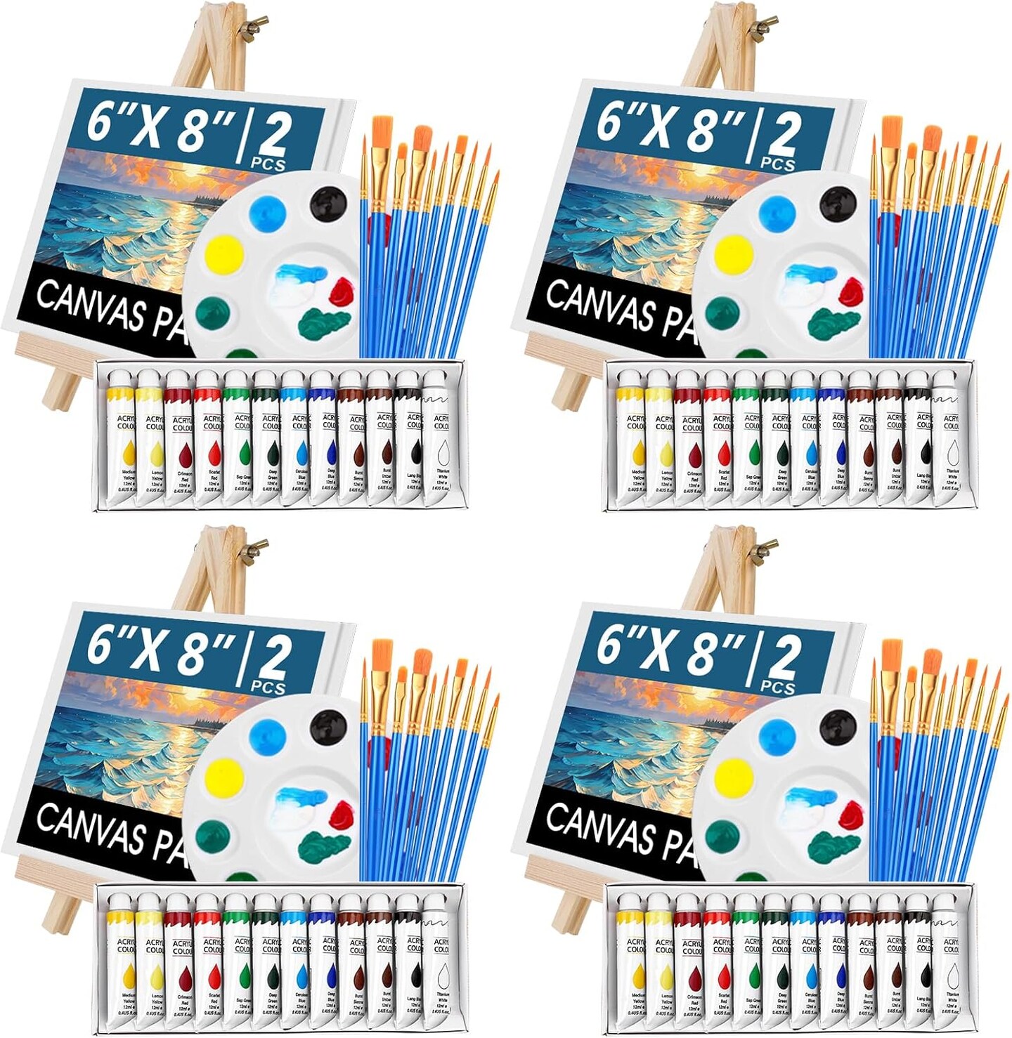 104PCS Acrylic Paint Set - Painting Supplies with Paint Brushes, Canvas, Easels, Art Plates, Acrylic Painting Kits for Kids, Adults, Artists and Beginners