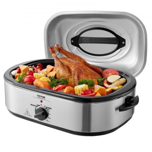 Stainless Steel Roaster Oven 18–22 QT, 1450W with Self-Basting Lid
