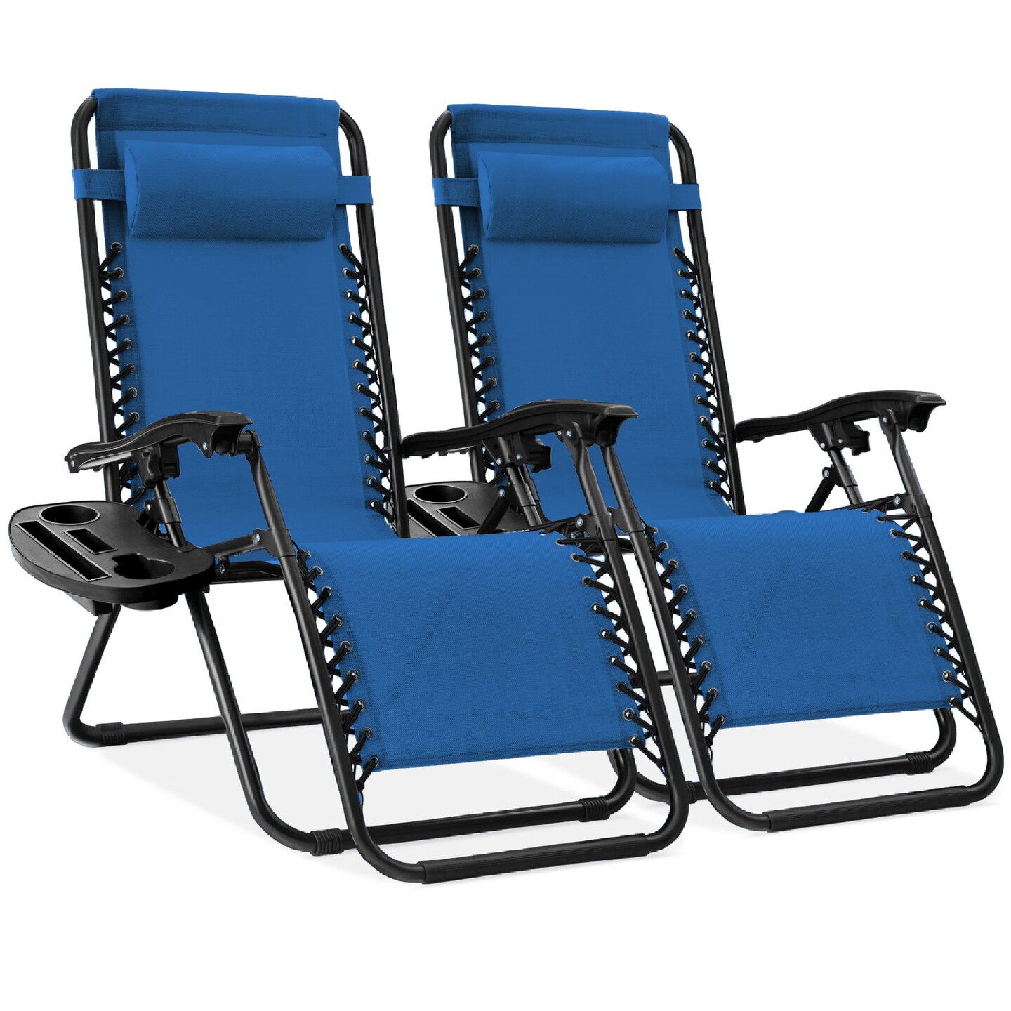 Best Choice Products Set of 2 Zero Gravity Lounge Chair Recliners for Patio, Pool w/ Cup Holder Tray