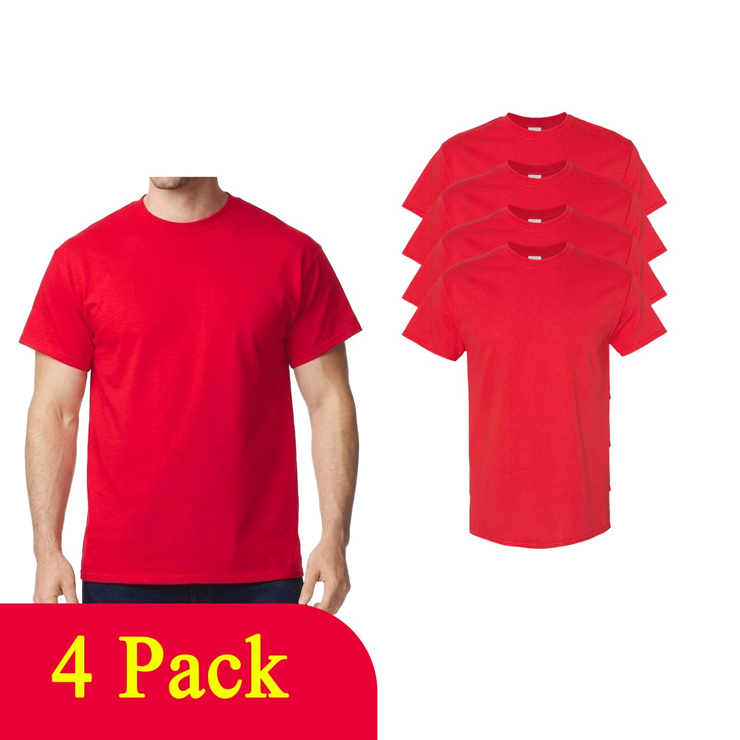 Gildan Unisex Heavy Cotton Red Craft Blank T-Shirt Bundle for Pack Fabric Printing Shirts