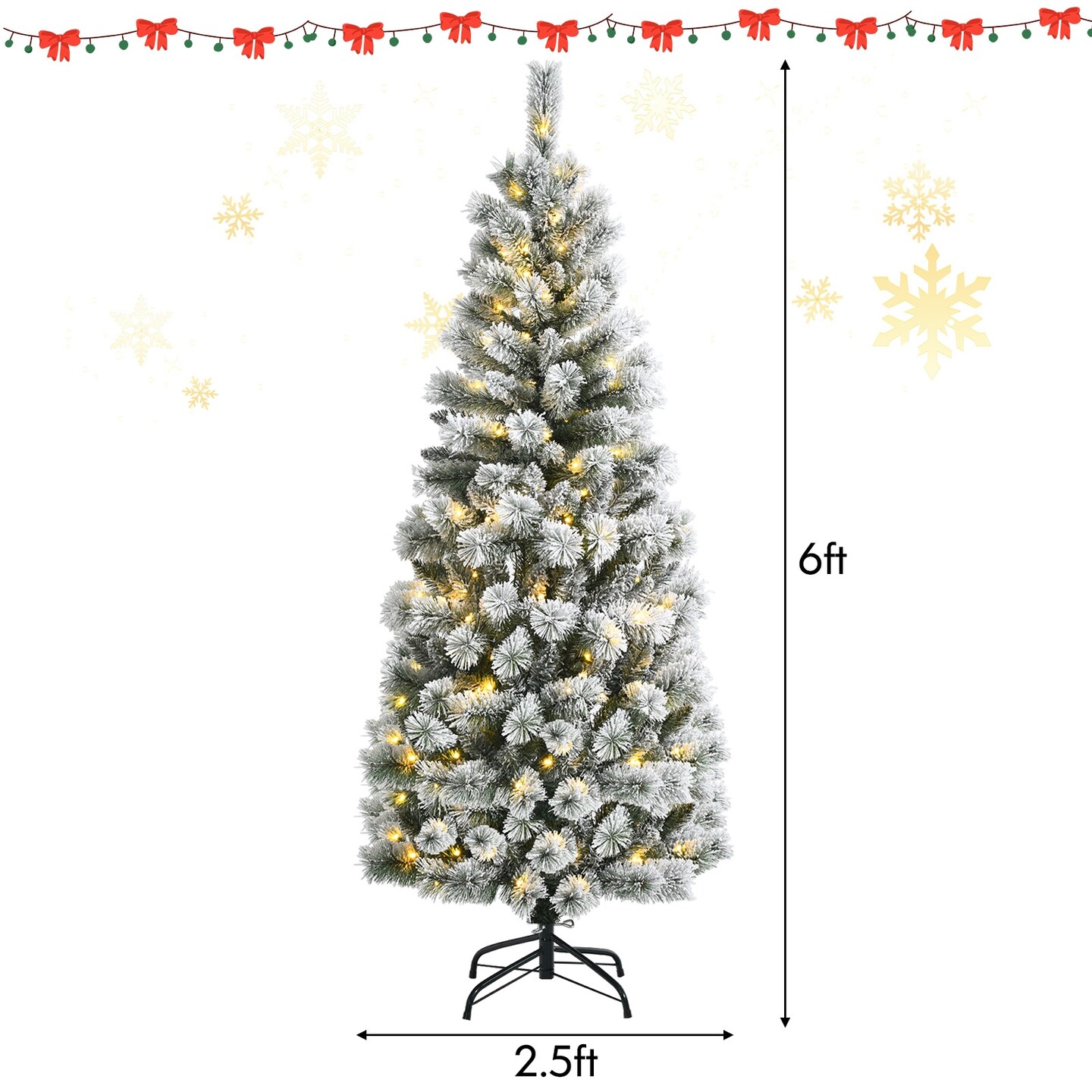 Prelit Snow Flocked Christmas Tree with Remote and 9 Light Modes