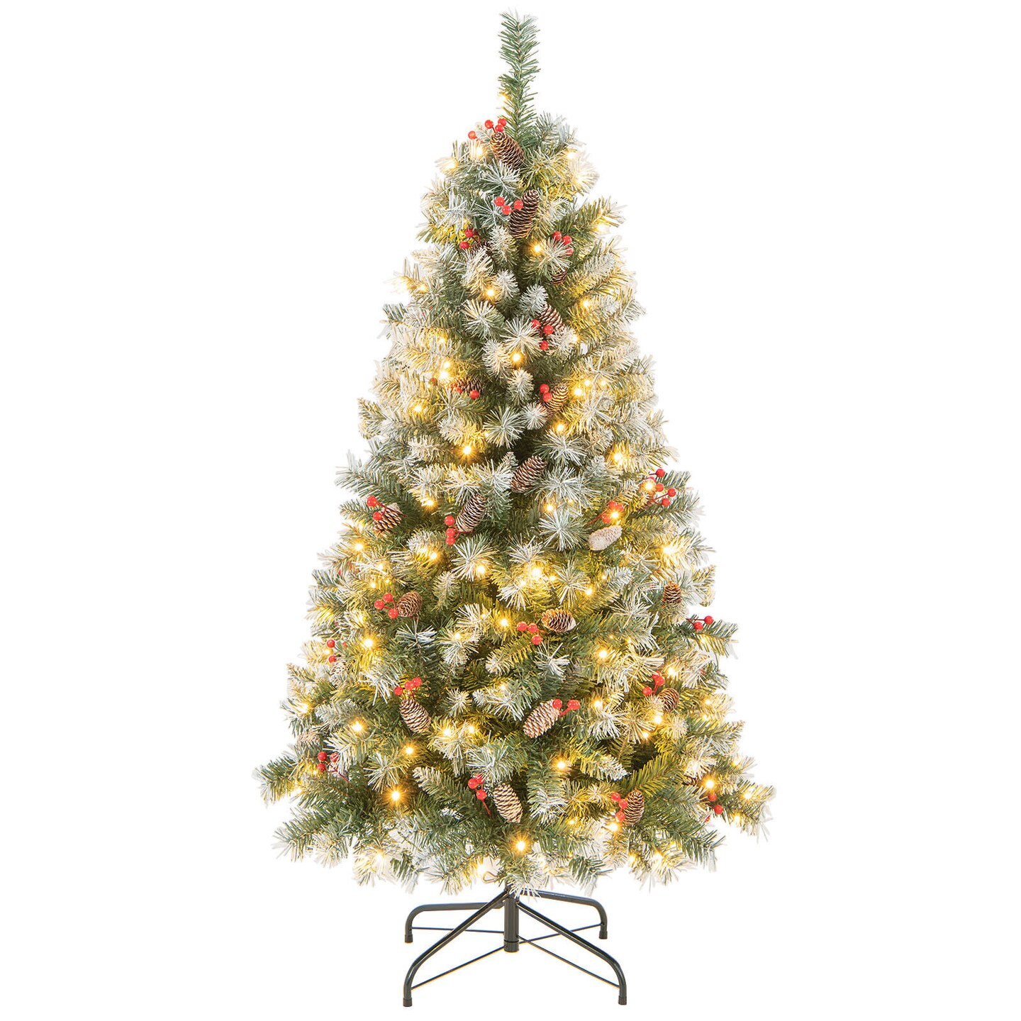 Prelit Hinged Christmas Tree with PVC Branches and Soft White LED Lights