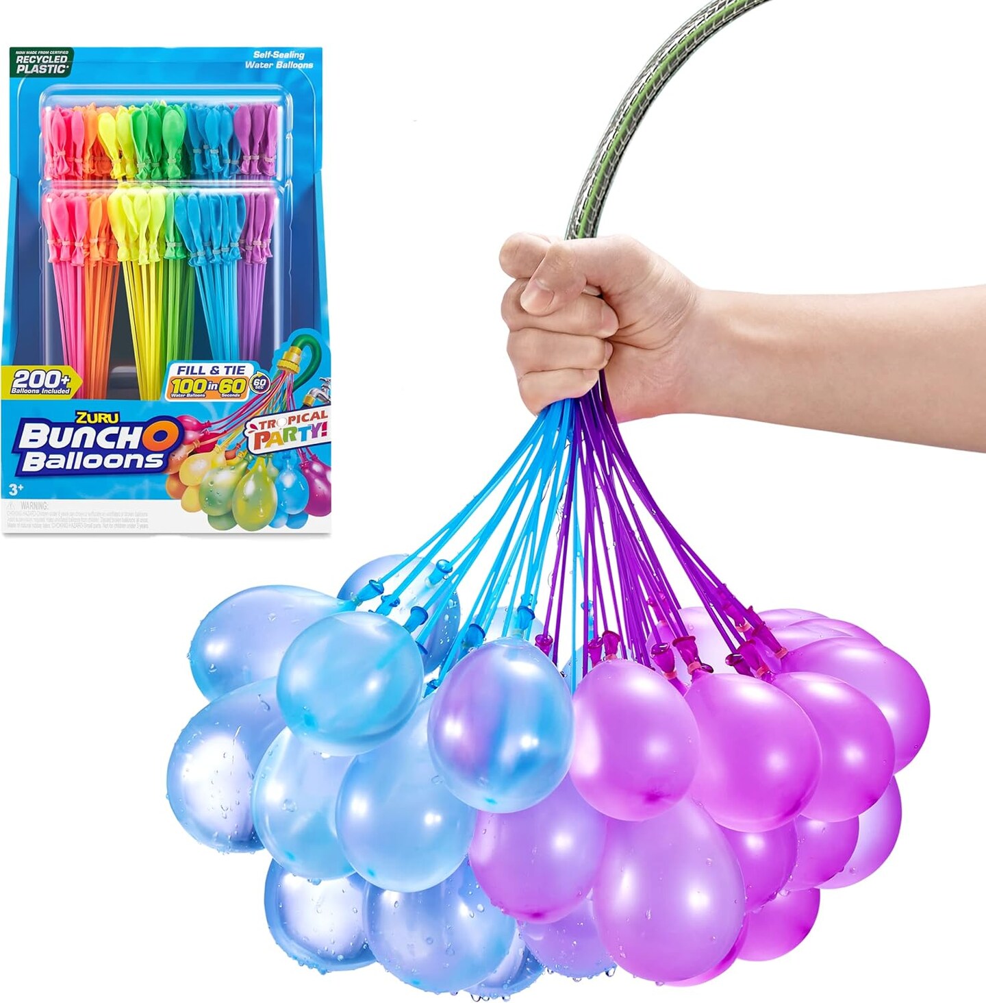 6 Pack Rapid-Filling Self-Sealing Tropical Colored Water Balloons