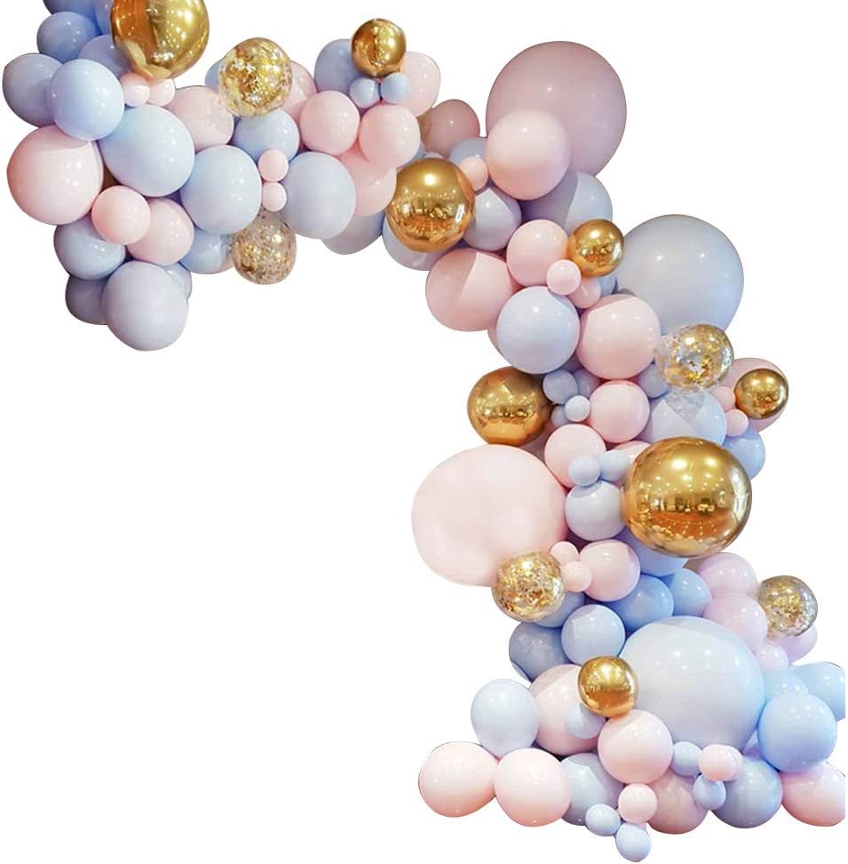 132pcs Balloon Arch & Garland Kit 5"-36" Pink Blue Balloon (Pink Blue Gold)