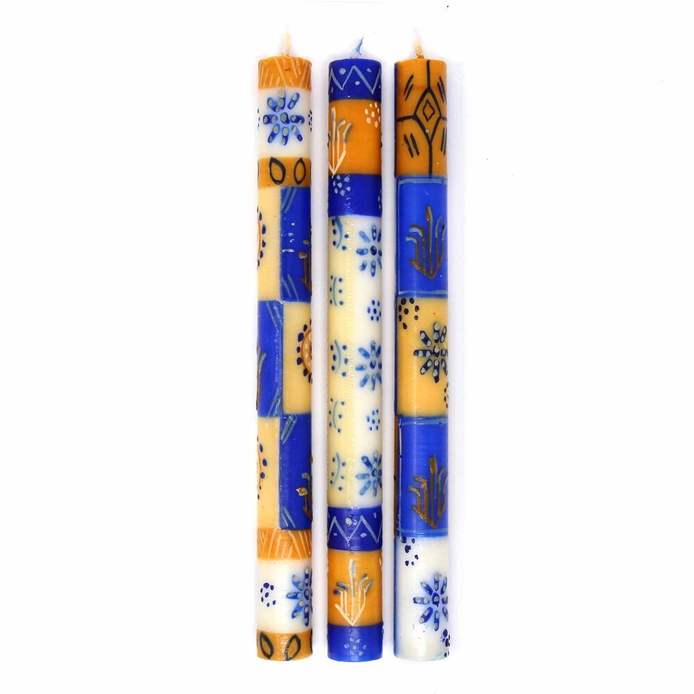 Hand Painted Pattern Taper Candles 9" Decorative Dinner Candles