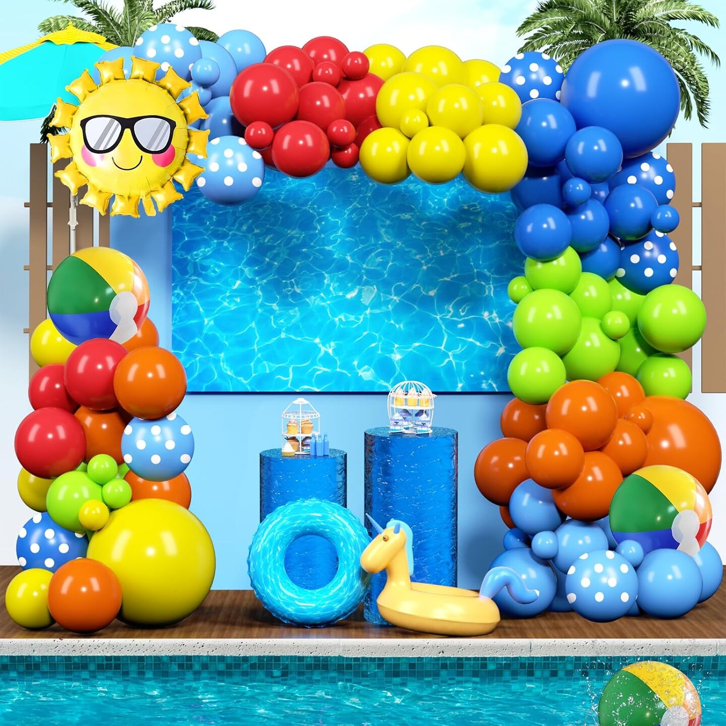 149 PCS Summer Pool Beach Party Decorations Tropical Hawaiian Luau Balloon Garland Arch Kit
