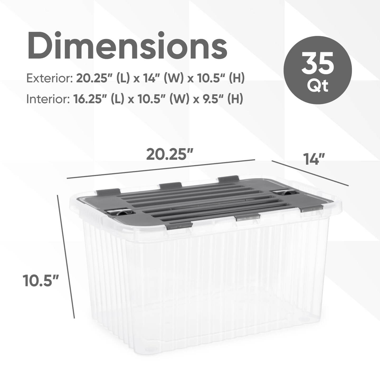 Superio Storage Box with Hinged Lids, Plastic Container Bins for Organizing with Attached Lid, Stackable Crates, BPA Free, Organizers for Home, Office, Dorm