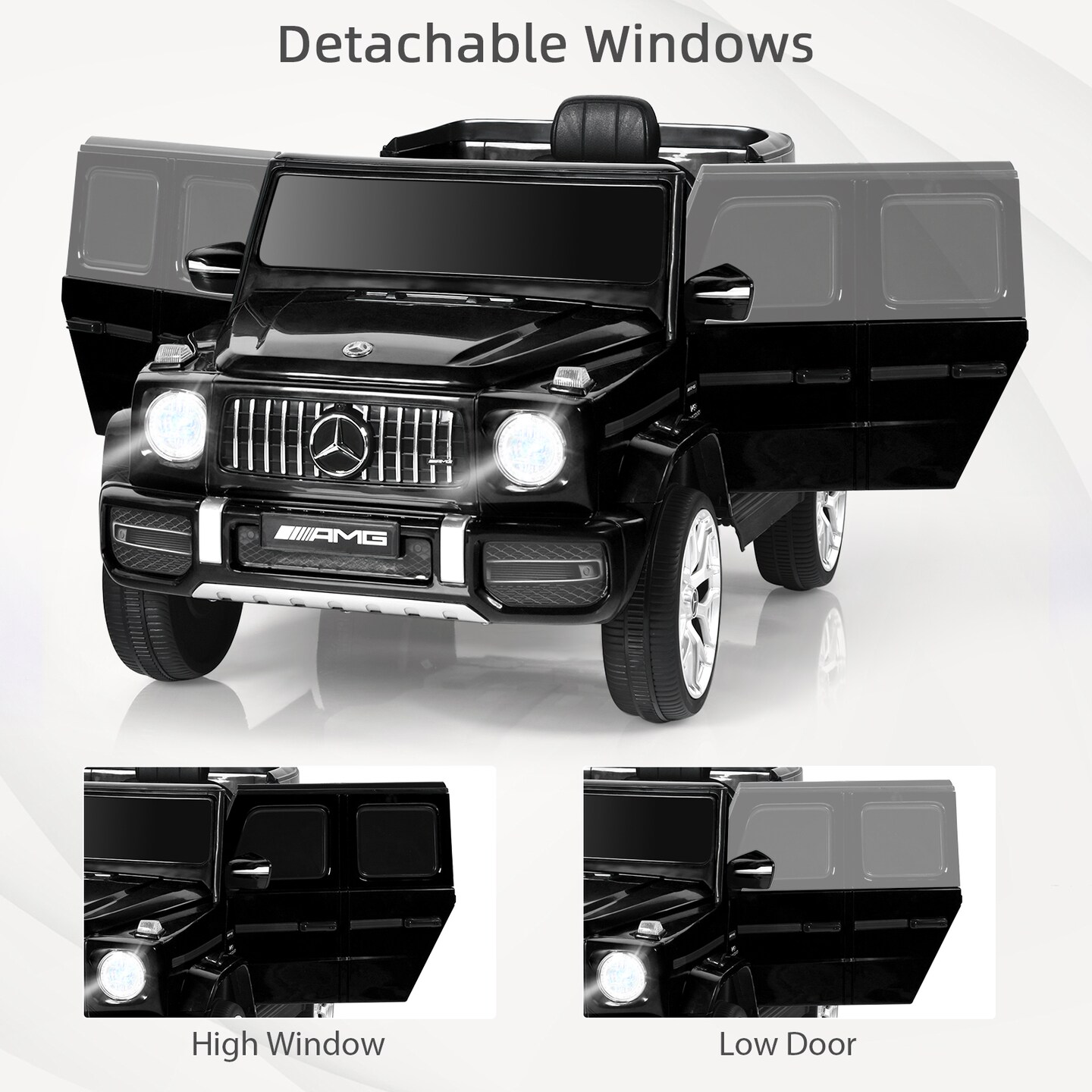 Remote Control 12V Ride On Car for Kids with USB, Music, Spring Suspension