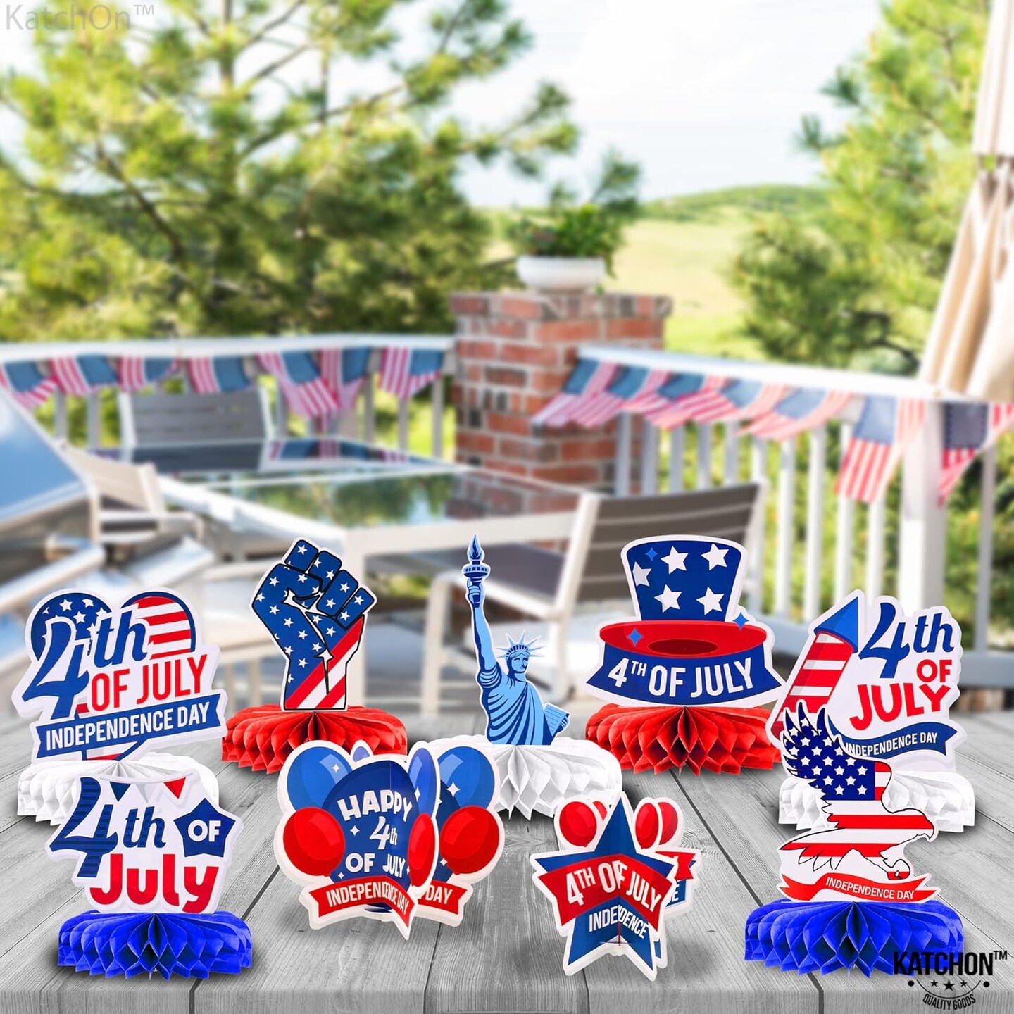4th of July Centerpieces for Tables - Pack of 9 | Fourth of July Decorations Indoor, Fourth of July Centerpieces | 4th of July Table Decorations, Patriotic Decorations Outdoor, Little DIY