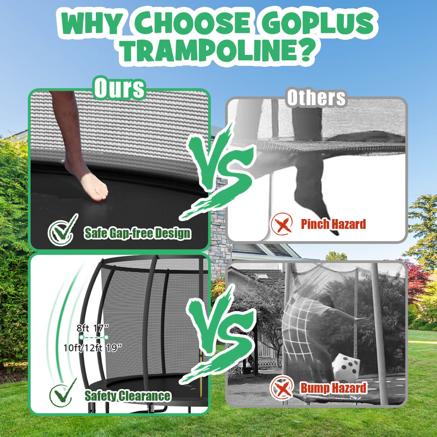 Outdoor 12ft Trampoline for Kids and Adults with Enclosure Net and Ladder