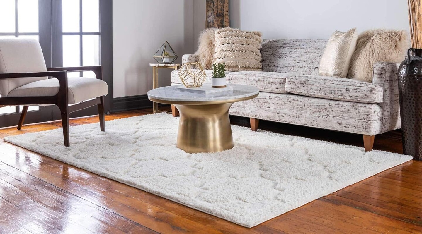 Geometric Modern Moroccan Lattice Ivory Area Rug (4&#x27; 1&#x22; x 6&#x27; 1&#x22; Rectangle)