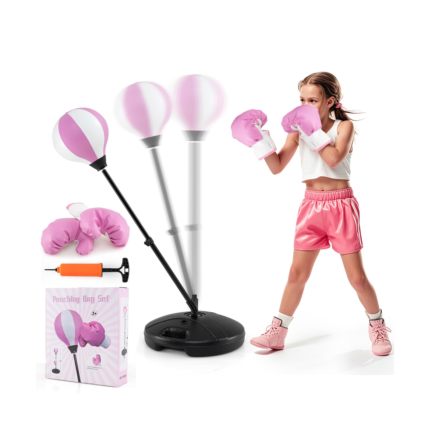 Kids Inflatable Punching Bag with Stand for Ages 3 and Up