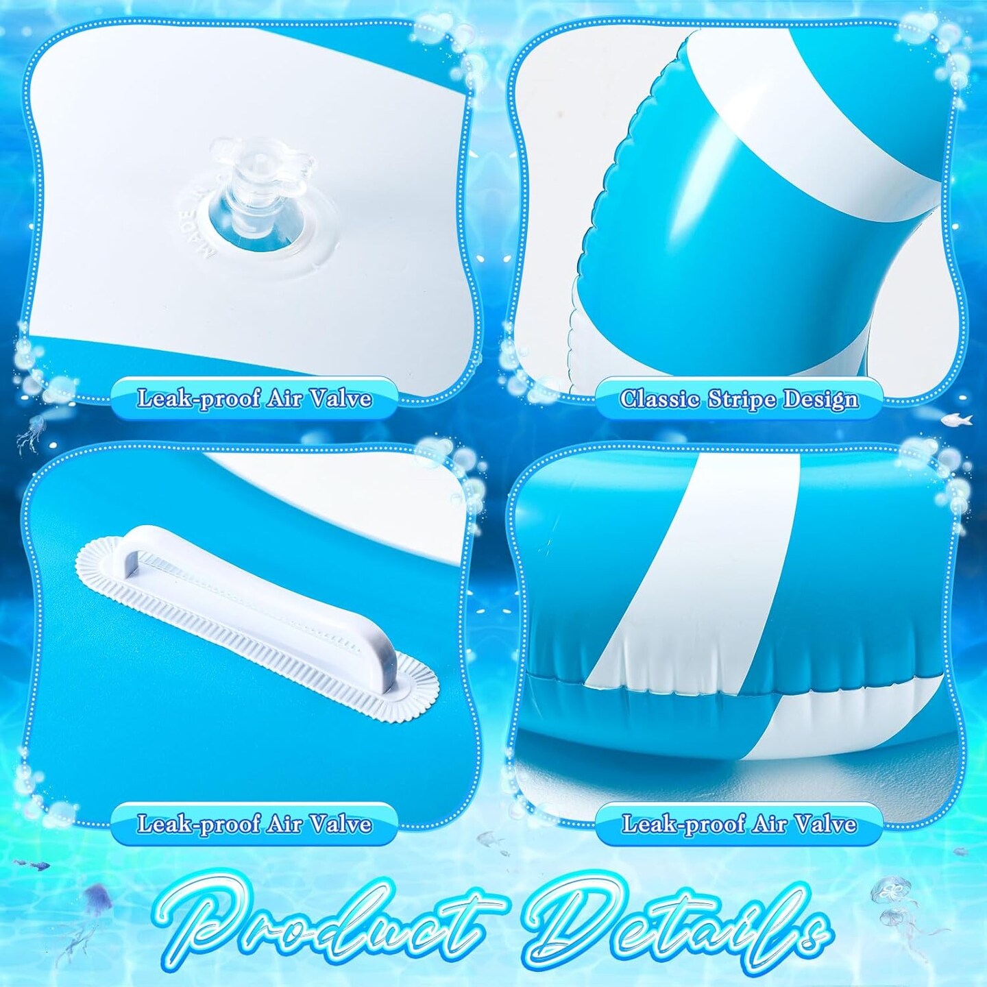 1 Pcs Jumbo Blue Swim Ring with Handles 47.24 Inches Inflatable Pool Float Tube Classic Striped Inflatable Swimming Pool Ring for Adults Summer Pool Lounger Rafts Beach Party Supplies