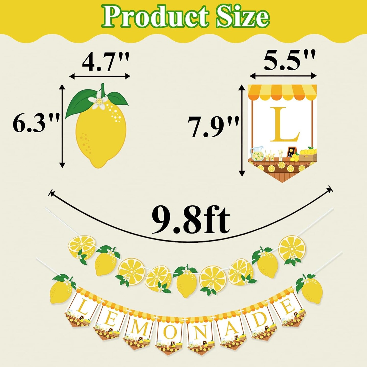 Lemonade Stand Supplies Banner Lemonade Sign Lemon Garland for Summer Birthday Party Decorations Baby Shower Party Decor Lemon Fruit Themed Favors