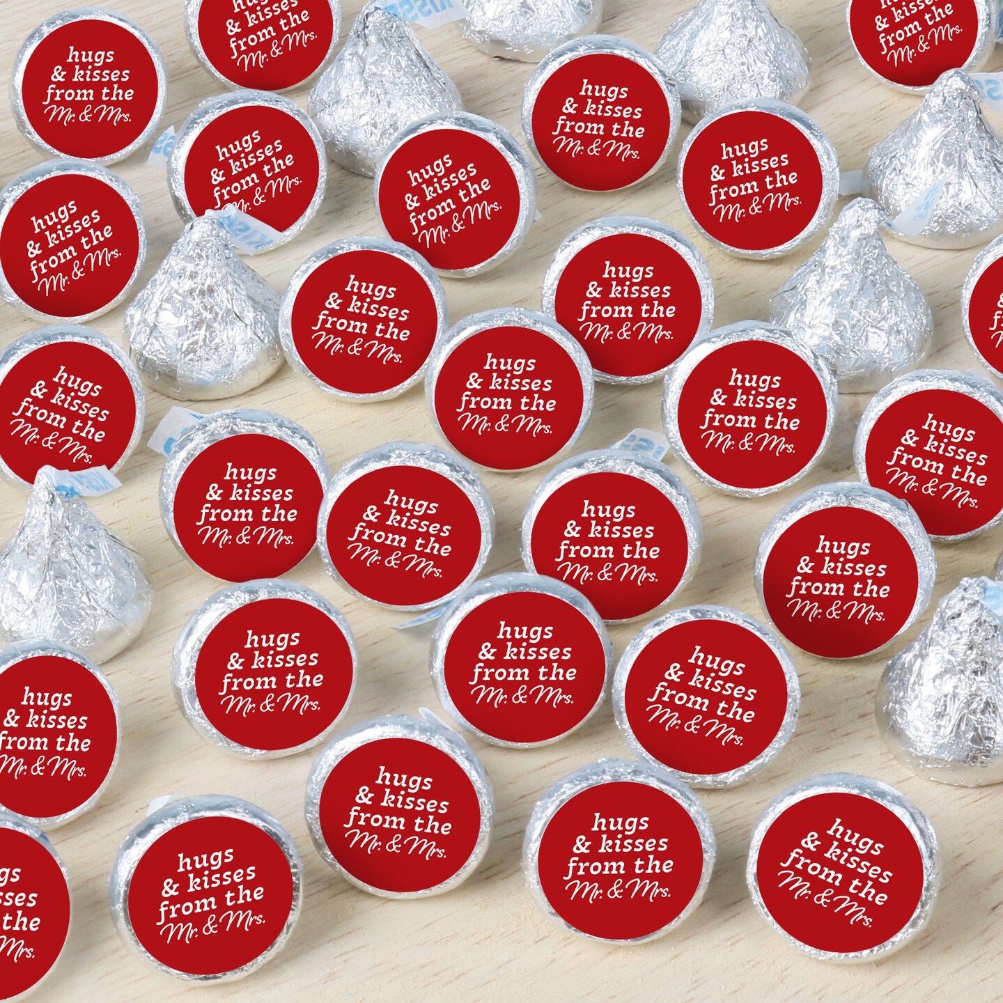 Big Dot of Happiness Cherry Red Wedding Candy Stickers, Mr & Mrs Wedding Guest Favors, Party Favor Labels, Small Round Candy Stickers - 324 Count