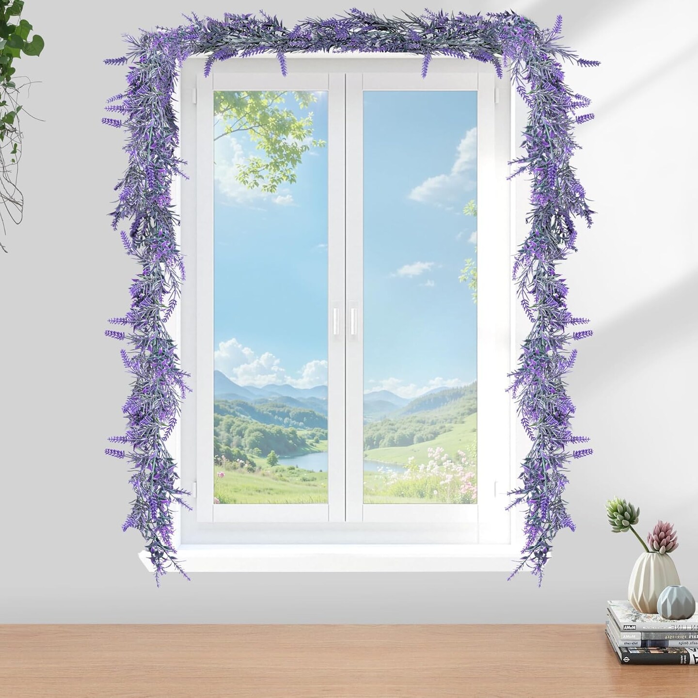 Spring Wisteria Lavender Garland, 6Ft Purple Artificial Garlands