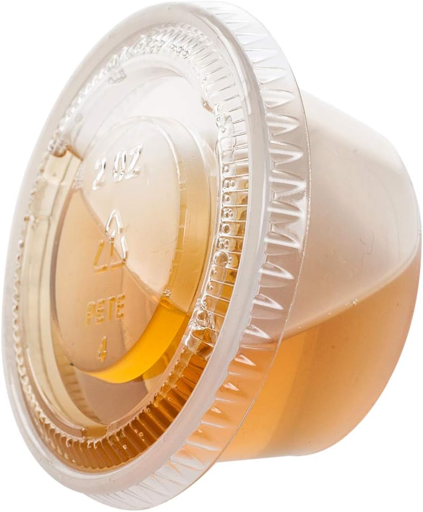 2 oz 100 Sets Disposable Plastic Cups with Lids,Shot Cups Souffle Cups