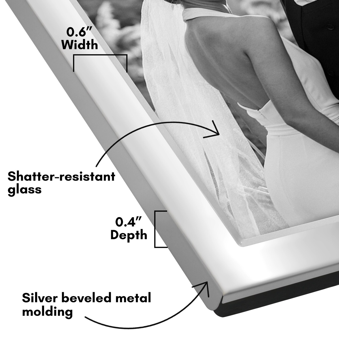 Americanflat Hinged Picture Frame with Wide, Beveled Molding and Shatter-Resistant Glass - Modern Metal Picture Frame Displays Two Photos - Elegant Photo Frames for Tabletop Display