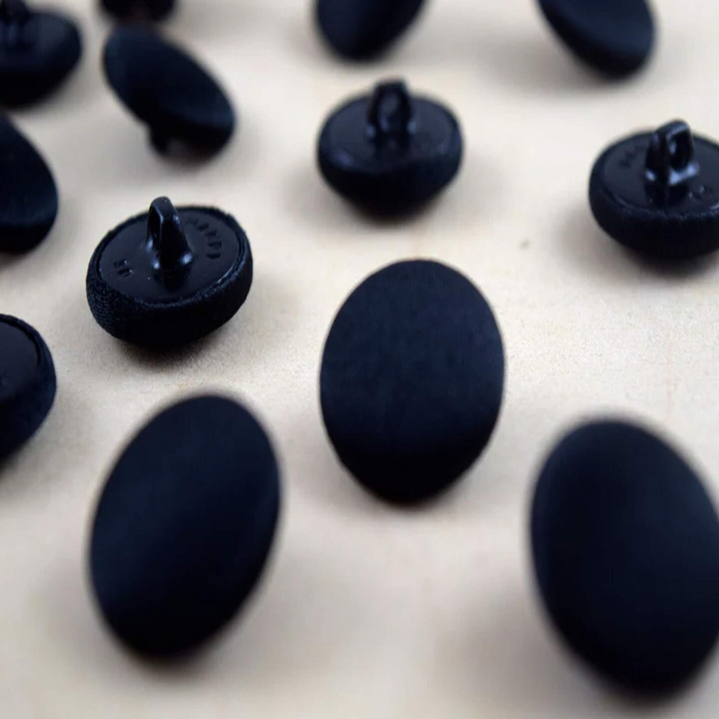 Black Satin Covered Buttons 10mm Shank Back Set of 12 for Tuxedo &#x26; Formal Wear