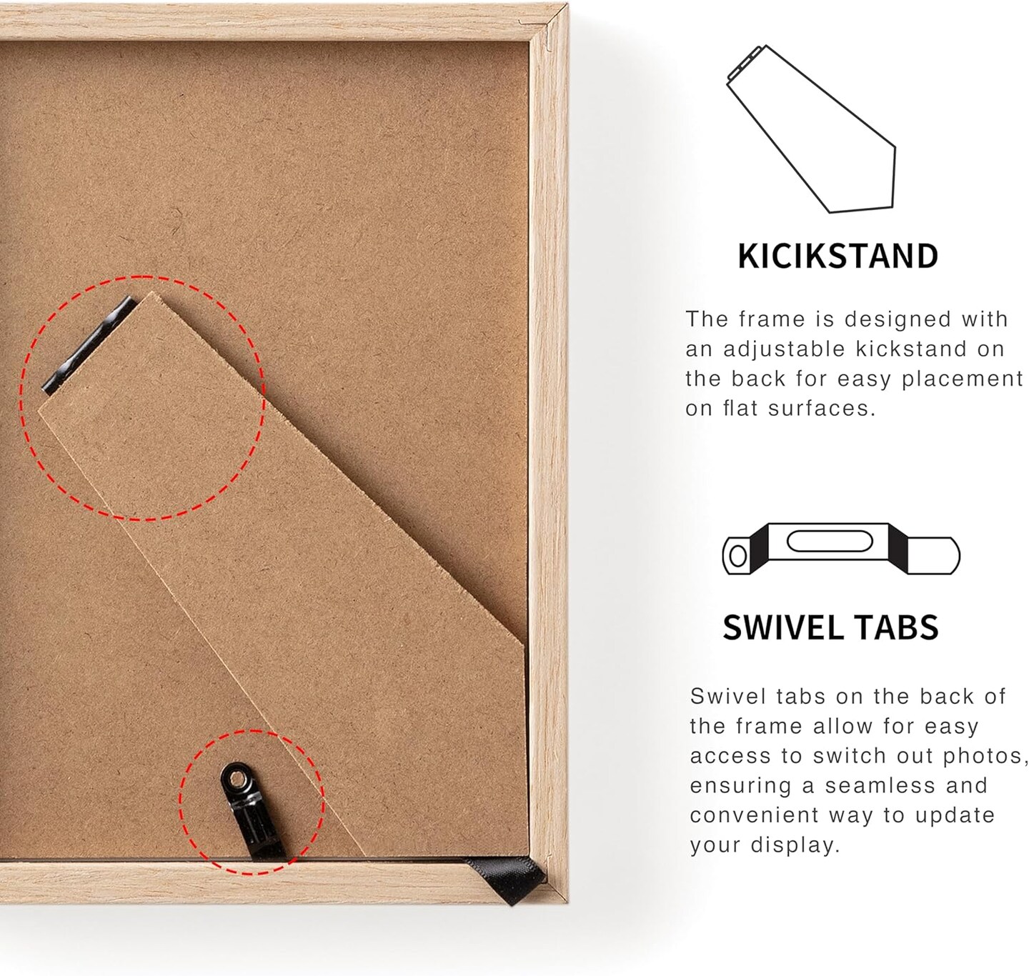 5x7 Picture Frame, Wood Veneer Finish Photo Frame with Mat Plexiglass & Stand for Tabletop & Wall Display, Natural, 1 Pack