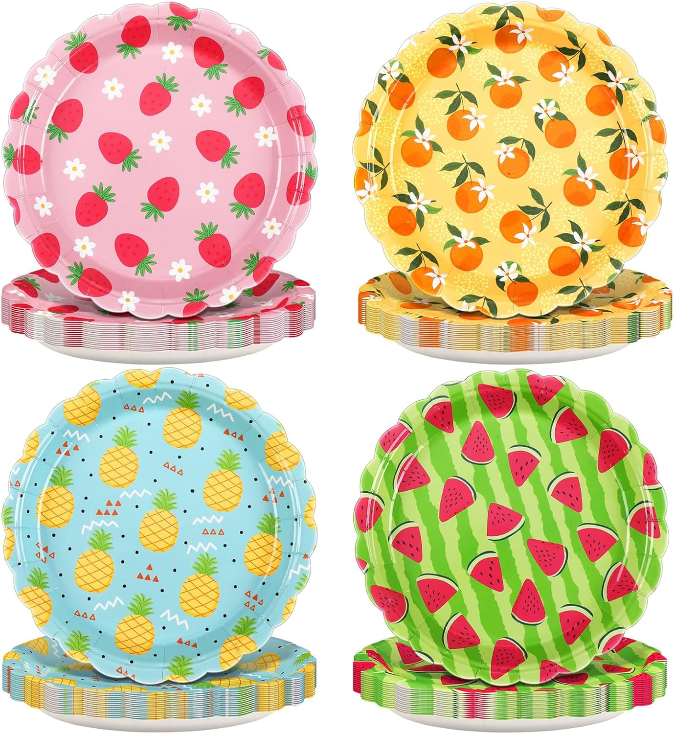 60 Pcs Fruit Paper Plates Tutti Frutti Birthday Party Supplies